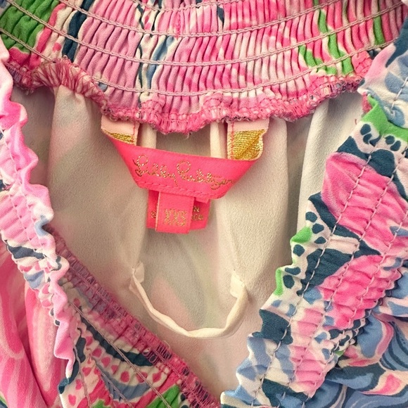 LILLY PULITZER Madelyn Off The Shoulder‎ Stretch Dress In Gecko Green Tige XXS - Picture 6 of 7